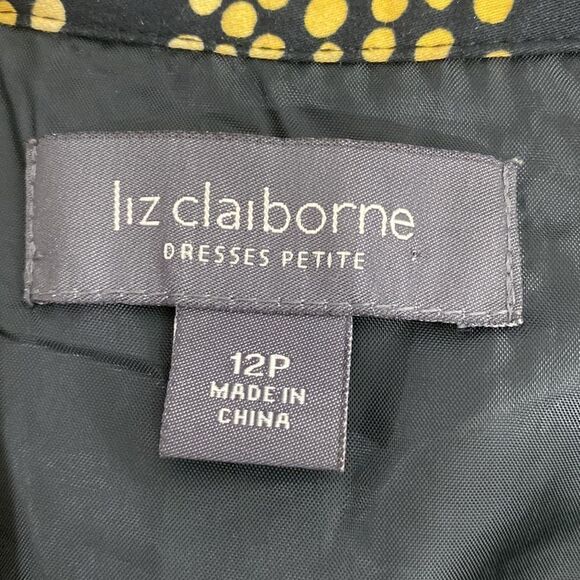 Liz Claiborne black & gold cap sleeve collared shirt dress size 12P - Picture 6 of 9